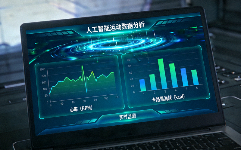 人工智能分析运动数据大屏幕展示 - 图表展示心率、卡路里消耗等指标