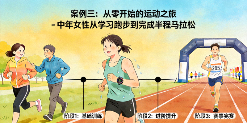 案例三：从零开始的运动之旅 - 中年女性从学习跑步到完成半程马拉松