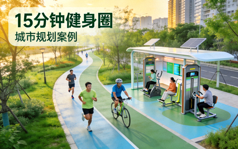 ‘15分钟健身圈’城市规划案例 - 市民在城市绿道和街角健身房便捷运动
