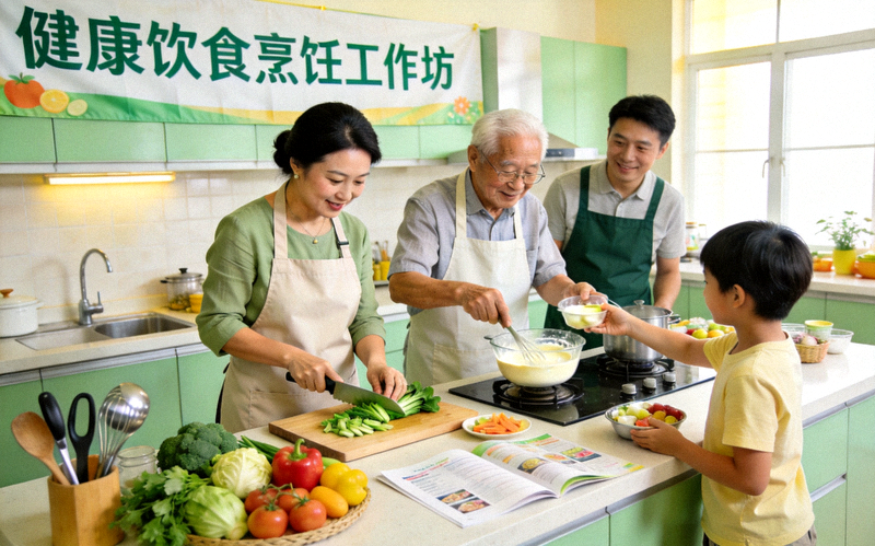 健康饮食烹饪工作坊 - 社区居民学习制作营养餐食