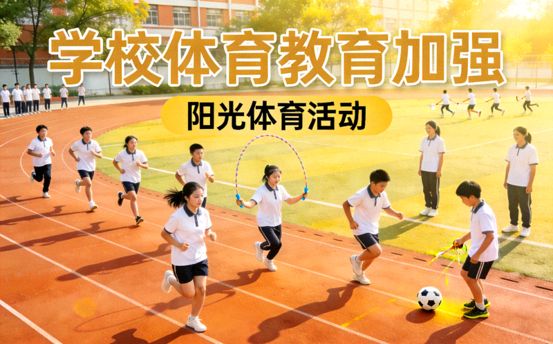 学校体育教育加强 - 学生们在操场上进行阳光体育活动