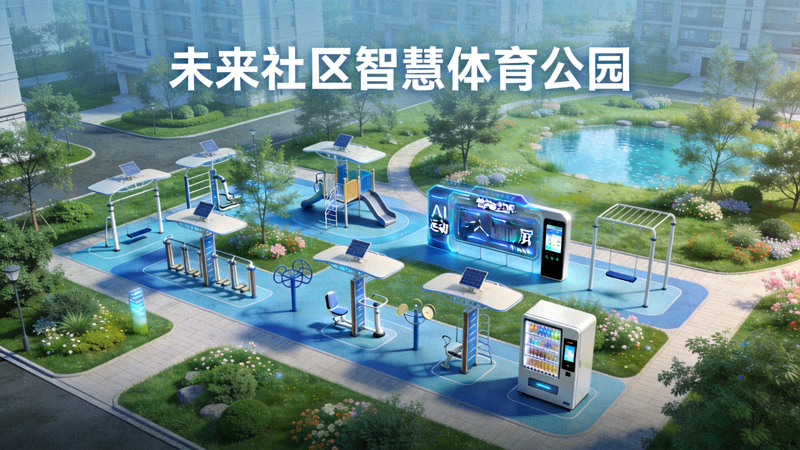 未来社区智慧体育公园全景 - 展示智能设施与绿色生态融合的现代化社区公园