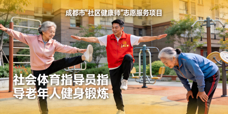 成都市‘社区健康师’志愿服务项目 - 社会体育指导员指导老年人进行健身锻炼