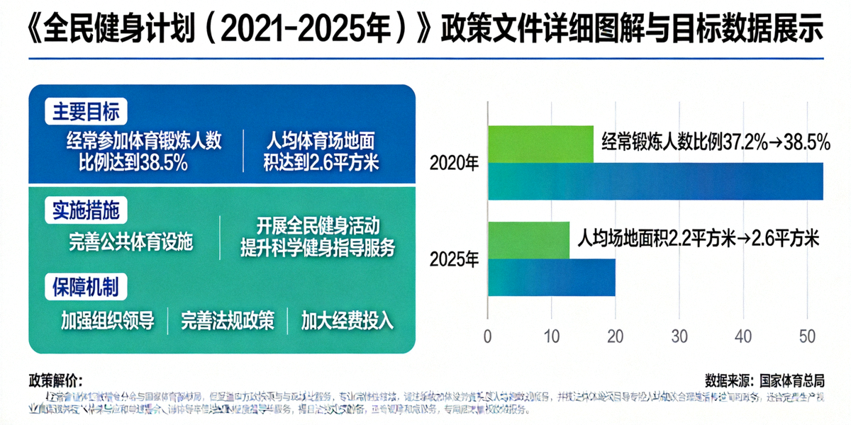《全民健身计划（2021-2025年）》政策文件详细图解与目标数据展示