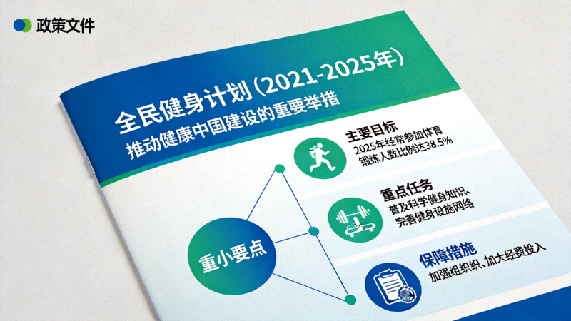 《全民健身计划（2021-2025年）》政策文件封面与核心要点图解