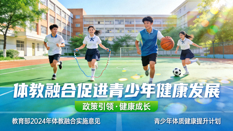 体教融合促进青少年健康发展政策宣传图 - 学生在校园运动