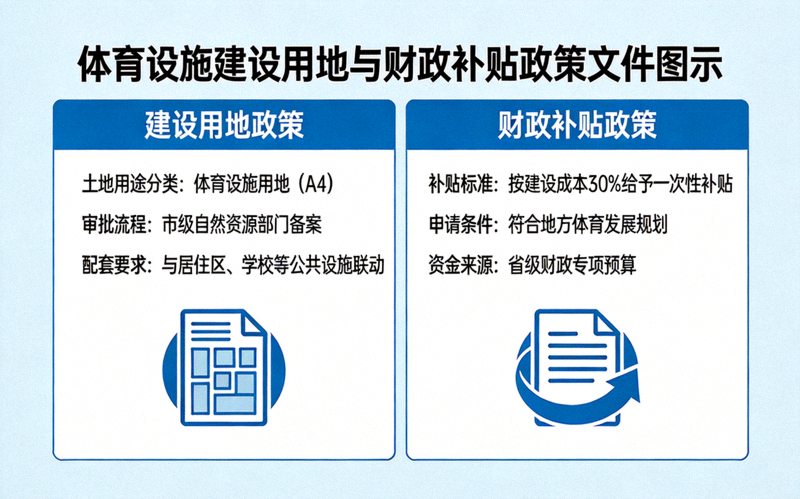 体育设施建设用地与财政补贴政策相关文件图示