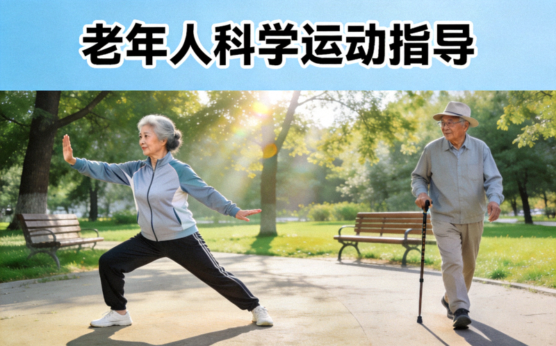 老年人科学运动指导 - 老年人在公园进行太极拳、健步走等低强度运动