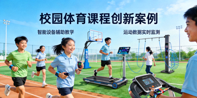 校园体育课程创新案例 - 学生在新型体育课上使用智能设备