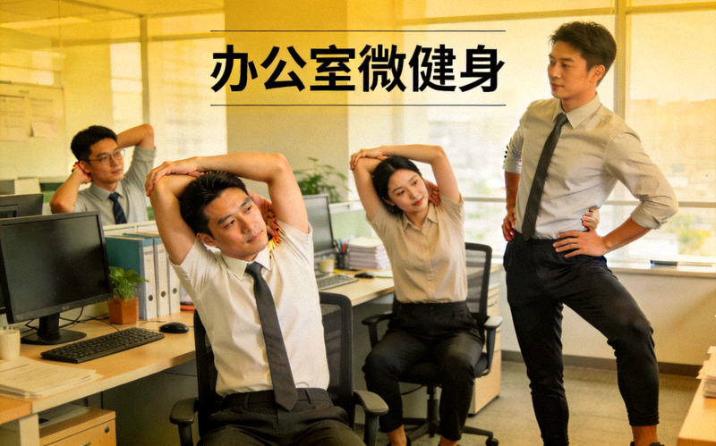 职场人群办公室微健身 - 上班族利用碎片时间进行拉伸