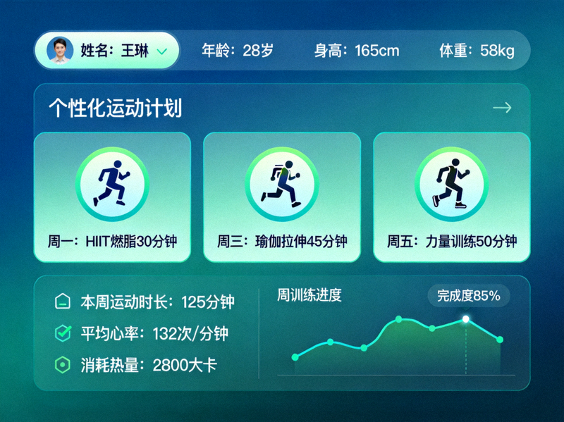 个性化运动计划界面展示 - 基于用户数据生成的定制化训练方案