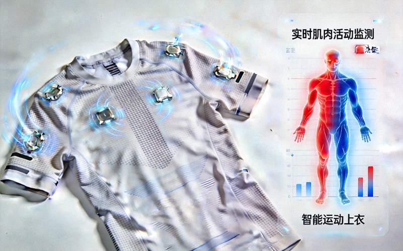 智能运动服装展示 - 嵌入传感器的运动上衣实时监测肌肉活动