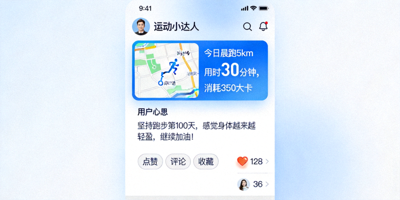 线上运动社区互动截图 - 用户分享运动打卡与心得