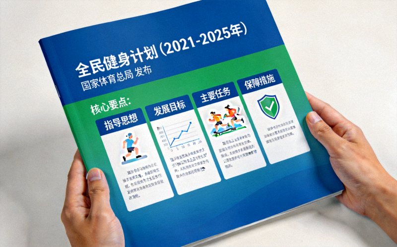 《全民健身计划（2021-2025年）》政策文件封面与核心要点图示