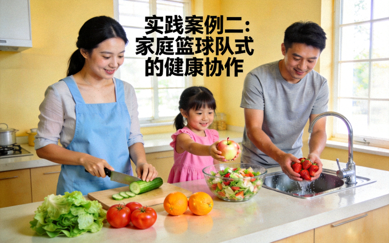 实践案例二：家庭篮球队式的健康协作 - 一家三口在厨房一起准备健康蔬果沙拉