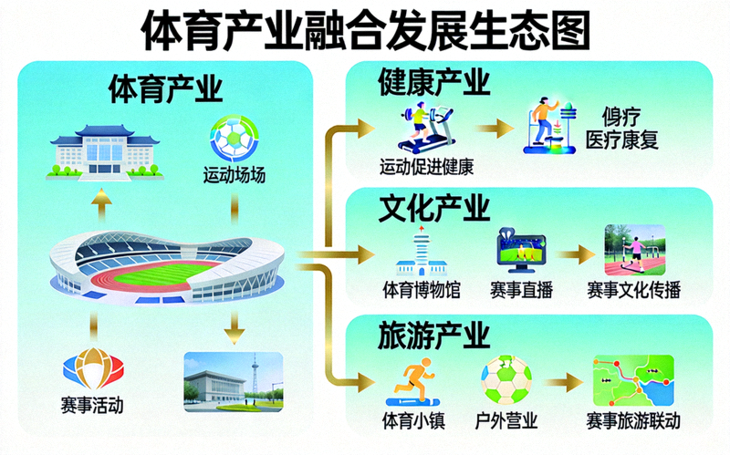 体育产业融合发展生态图 - 体育与健康、文化、旅游等产业结合