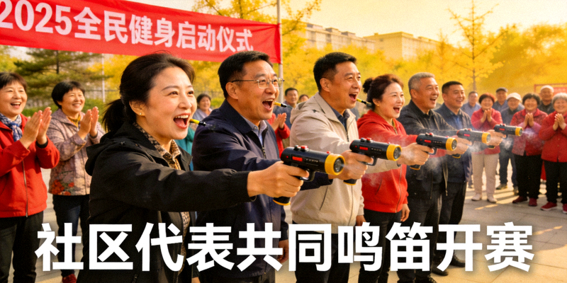 2025全民健身启动仪式 - 社区代表共同鸣笛开赛