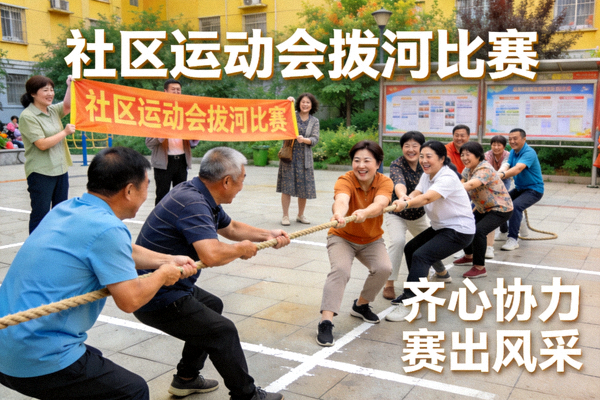 社区运动会拔河比赛 - 居民齐心协力