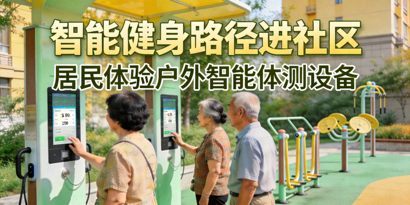 智能健身路径进社区 - 居民体验户外智能体测设备