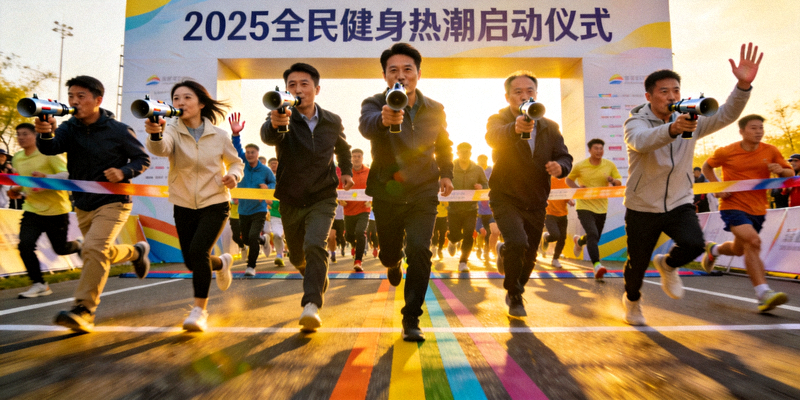 2025全民健身热潮启动仪式 - 市民代表共同鸣笛开跑