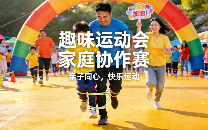 趣味运动会家庭项目 - 家长与孩子协作完成比赛
