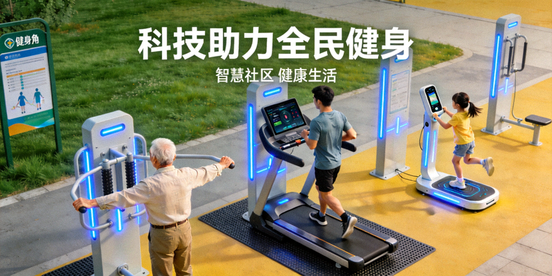 市民在社区健身角使用智能器材 - 科技助力全民健身