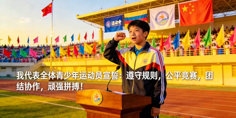 开幕式上青少年运动员代表宣誓，充满朝气