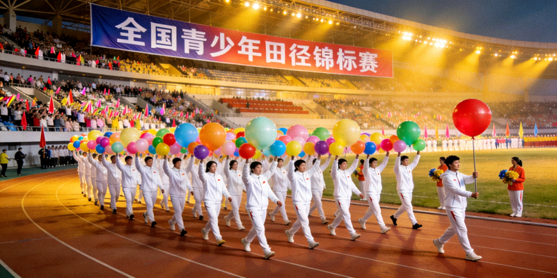 全国青少年田径锦标赛开幕式现场 - 运动员方阵入场