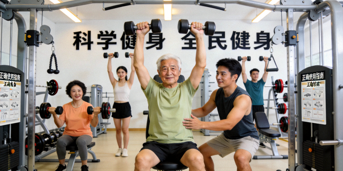 市民在现代化健身房中进行力量训练，体现科学健身与全民健身理念