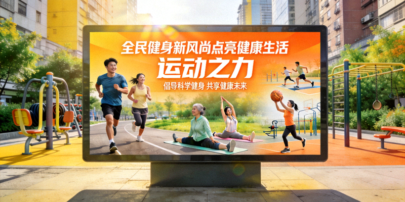 全民健身新风尚点亮健康生活 - 大屏幕展示运动之力主题