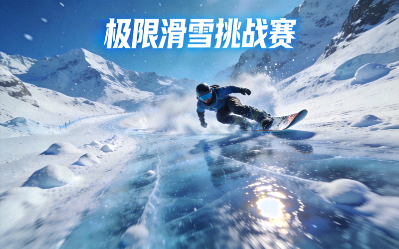 雪山赛道高速滑行画面 - 极限滑雪挑战赛游戏场景