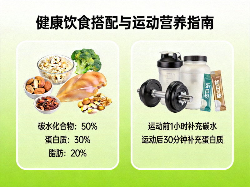 健康饮食搭配与运动营养概念展示画面